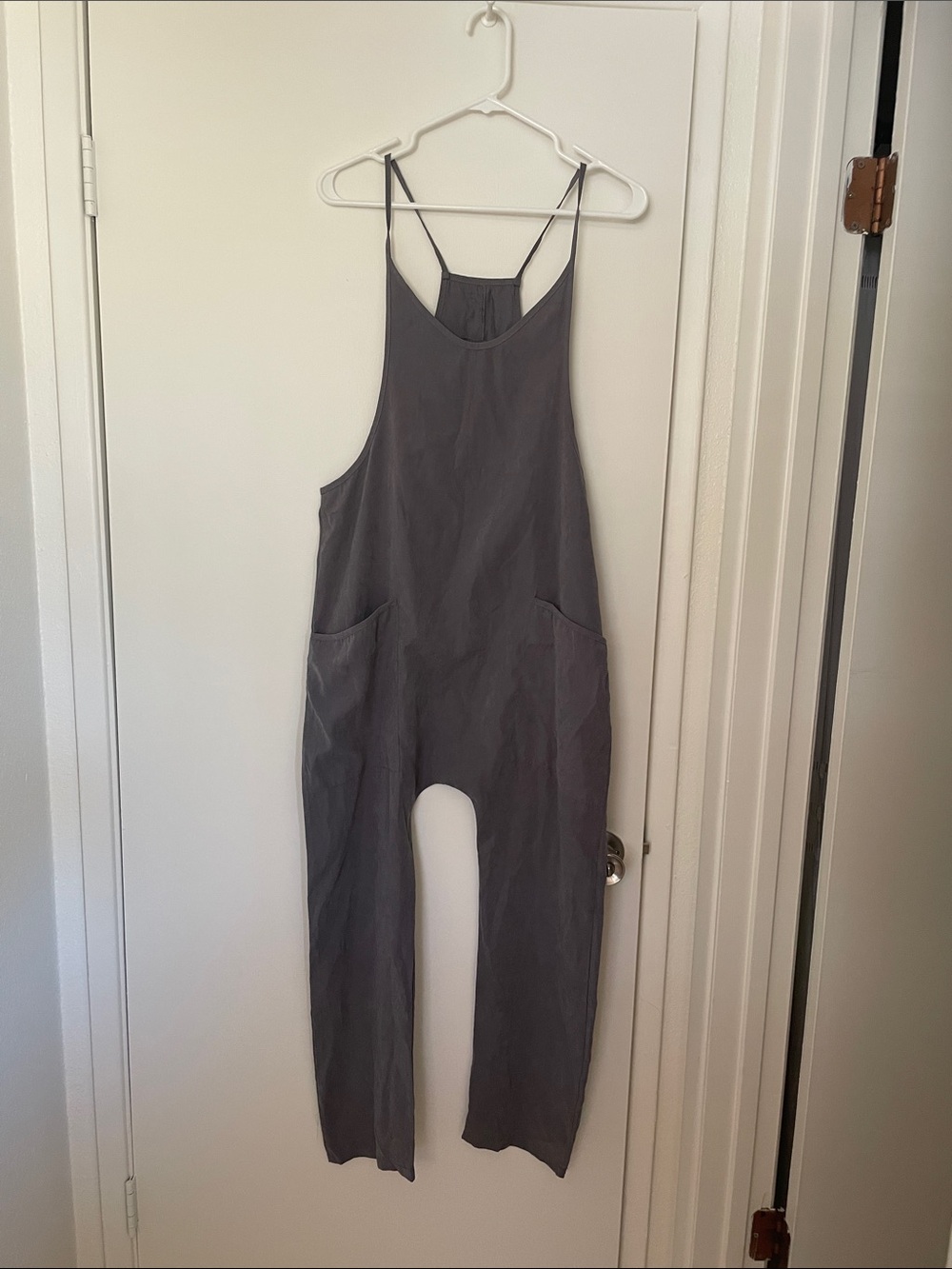 Relaxed Slate Grey Linen-Style Jumpsuit